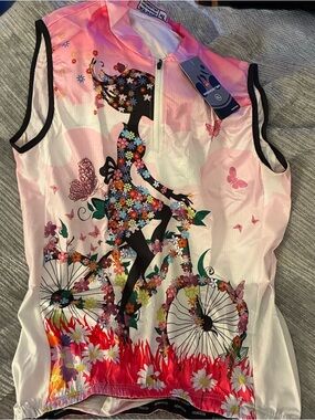 NWT Weimostar Floral Silhouette Cycling Jersey - Pink/White size XL